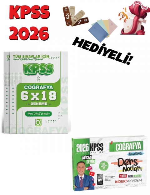 2026 KPSS Coğrafya Akademisi Video Ders Notları ve Deneme Seti 2 Kitap Bigelio ve İndeks Akademi Yayınları