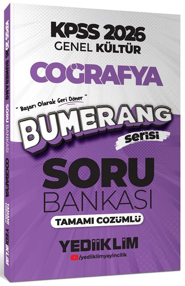 2026 KPSS Coğrafya Bumerang Soru Bankası Çözümlü Yediiklim Yayınları