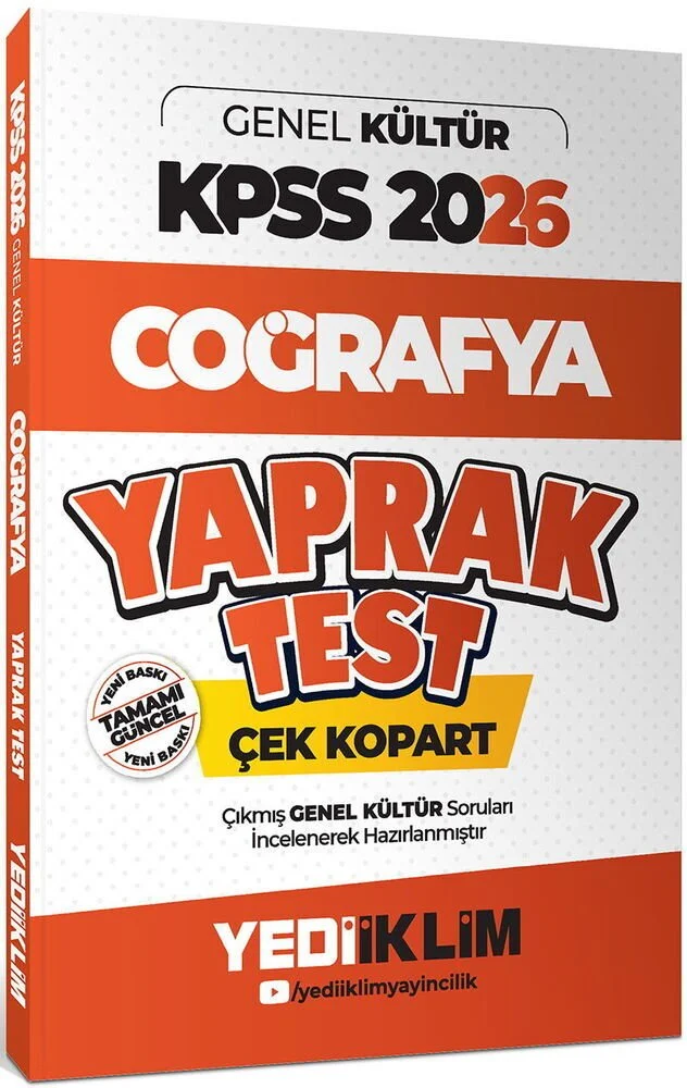 2026 KPSS Coğrafya Yaprak Test Yediiklim Yayınları