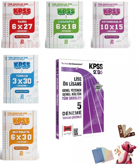 2026 KPSS GK-GY Lise Ön Lisans Tüm Dersler Tamamı Çözümlü Deneme Seti 6 Kitap Yargı ve Bigelio Yayıncılık