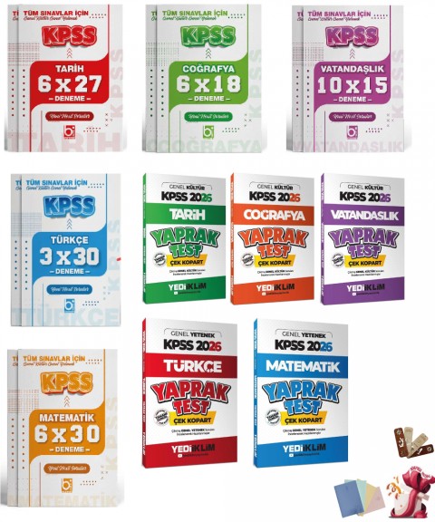 2026 KPSS Genel Kültür Genel Yetenek Tüm Dersler Deneme ve Yaprak Test Seti Yediiklim ve Bigelio Yayıncılık