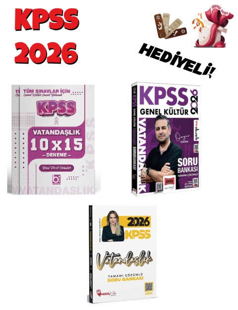 2026 KPSS Genel Kültür Vatandaşlık Soru Bankası ve Deneme Muhteşem Set 3 Kitap Bigelio + Hoca Kafası + Yargı Yayınları