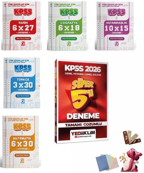 2026 KPSS Genel Yetenek Genel Kültür Deneme Seti 6 Kitap Yediiklim ve Bigelio Yayıncılık