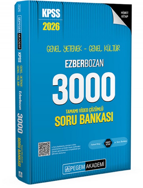 2026 KPSS Genel Yetenek Genel Kültür Ezberbozan 3000 Tamamı Video Çözümlü Soru Bankası Pegem Akademi Yayıncılık