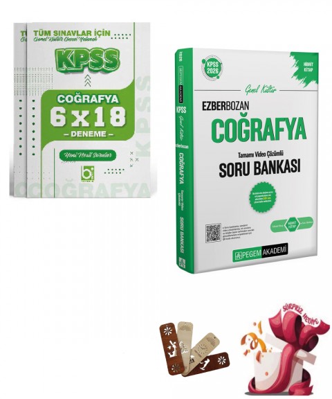 2026 KPSS Genel Yetenek Genel Kültür Ezberbozan Coğrafya Tamamı Video Çözümlü Soru Bankası ve Deneme Seti Pegem ve Bigelio Yayıncılık