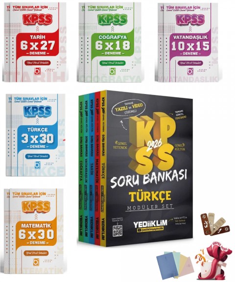 2026 KPSS Genel Yetenek Genel Kültür Hem Yazılı Hem Video Çözümlü Soru Bankası Modüler Set ve Deneme Seti Yediiklim ve Bigelio Yayıncılık