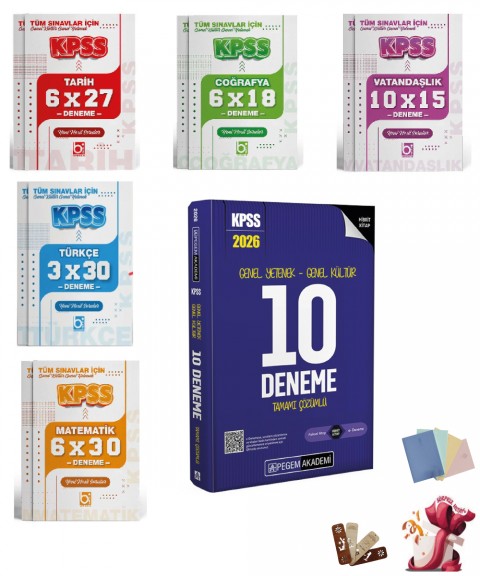 2026 KPSS Genel Yetenek Genel Kültür Tamamı Çözümlü Deneme Seti 6 Kitap Pegem ve Bigelio Yayıncılık