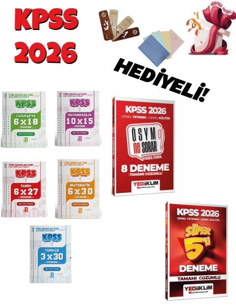 2026 KPSS Genel Yetenek Genel Kültür Tüm Dersler 44 Deneme Seti Bigelio ve Yediiklim Yayınları