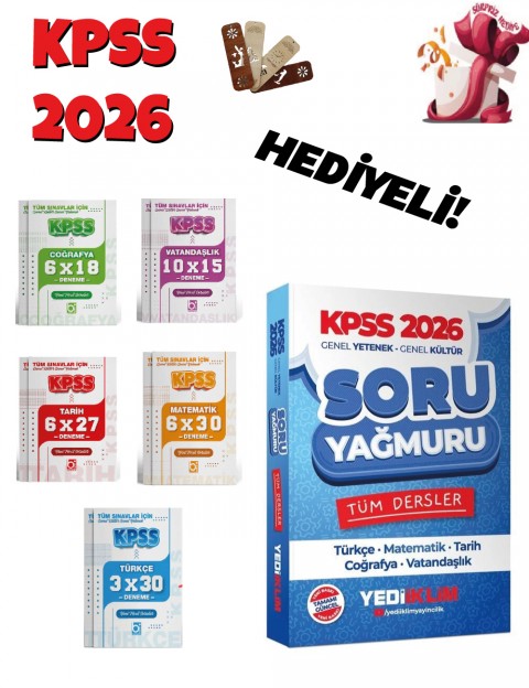 2026 KPSS Genel Yetenek Genel Kültür Tüm Dersler Soru Yağmuru Soru Bankası ve Deneme Seti 6 Kitap Bigelio ve Yediiklim Yayınları