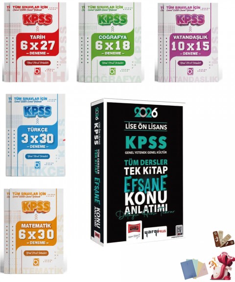 2026 KPSS Lise Ön Lisans Efsane Konu Anlatımlı Tek Kitap ve Deneme Seti 6 Kitap Yargı ve Bigelio Yayıncılık