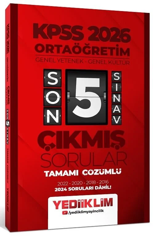 2026 KPSS Lise Ortaöğretim Çıkmış Sorular Son 5 Sınav Çözümlü Yediiklim Yayınları