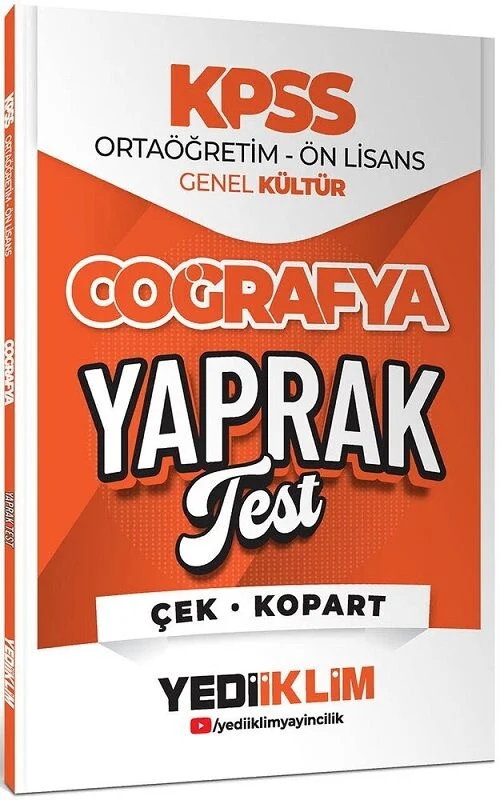 2026 KPSS Lise Ortaöğretim Ön Lisans Coğrafya Yaprak Test Yediiklim Yayınları