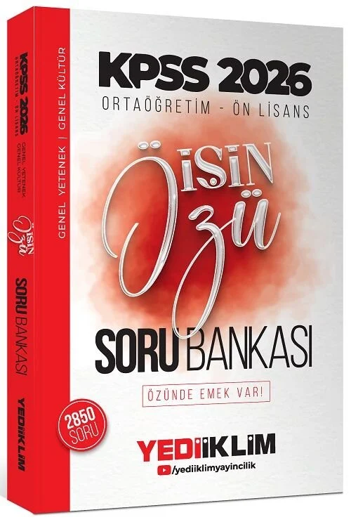 2026 KPSS Lise Ortaöğretim Ön Lisans İşin Özü Soru Bankası Tek Kitap Yediiklim Yayınları