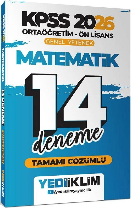 2026 KPSS Lise Ortaöğretim Ön Lisans Matematik 14 Deneme Çözümlü Yediiklim Yayınları