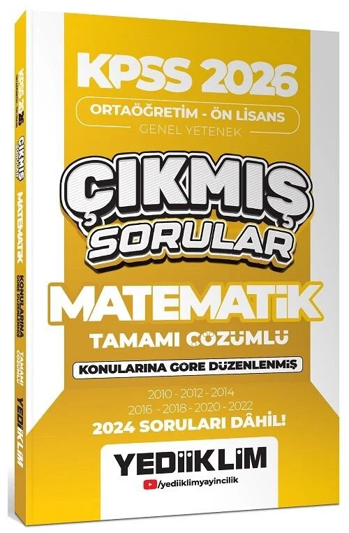 2026 KPSS Lise Ortaöğretim Ön Lisans Matematik Çıkmış Sorular Konularına Göre Çözümlü Yediiklim Yayınları