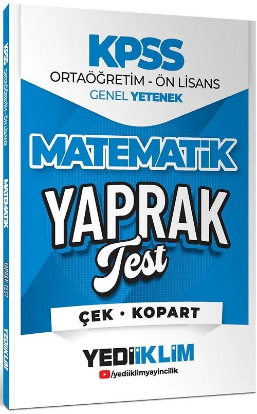 2026 KPSS Lise Ortaöğretim Ön Lisans Matematik Yaprak Test Yediiklim Yayınları