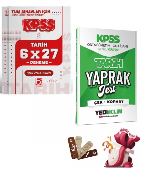 2026 KPSS Lise Ortaöğretim Ön Lisans Tarih Yaprak Test ve Deneme Seti Yediiklim ve Bigelio Yayıncılık