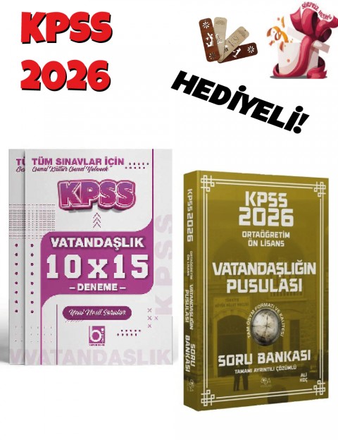 2026 KPSS Lise Ortaöğretim Ön Lisans Vatandaşlık Soru Bankası ve Deneme Seti 2 Kitap Bigelio ve CBA Yayınları