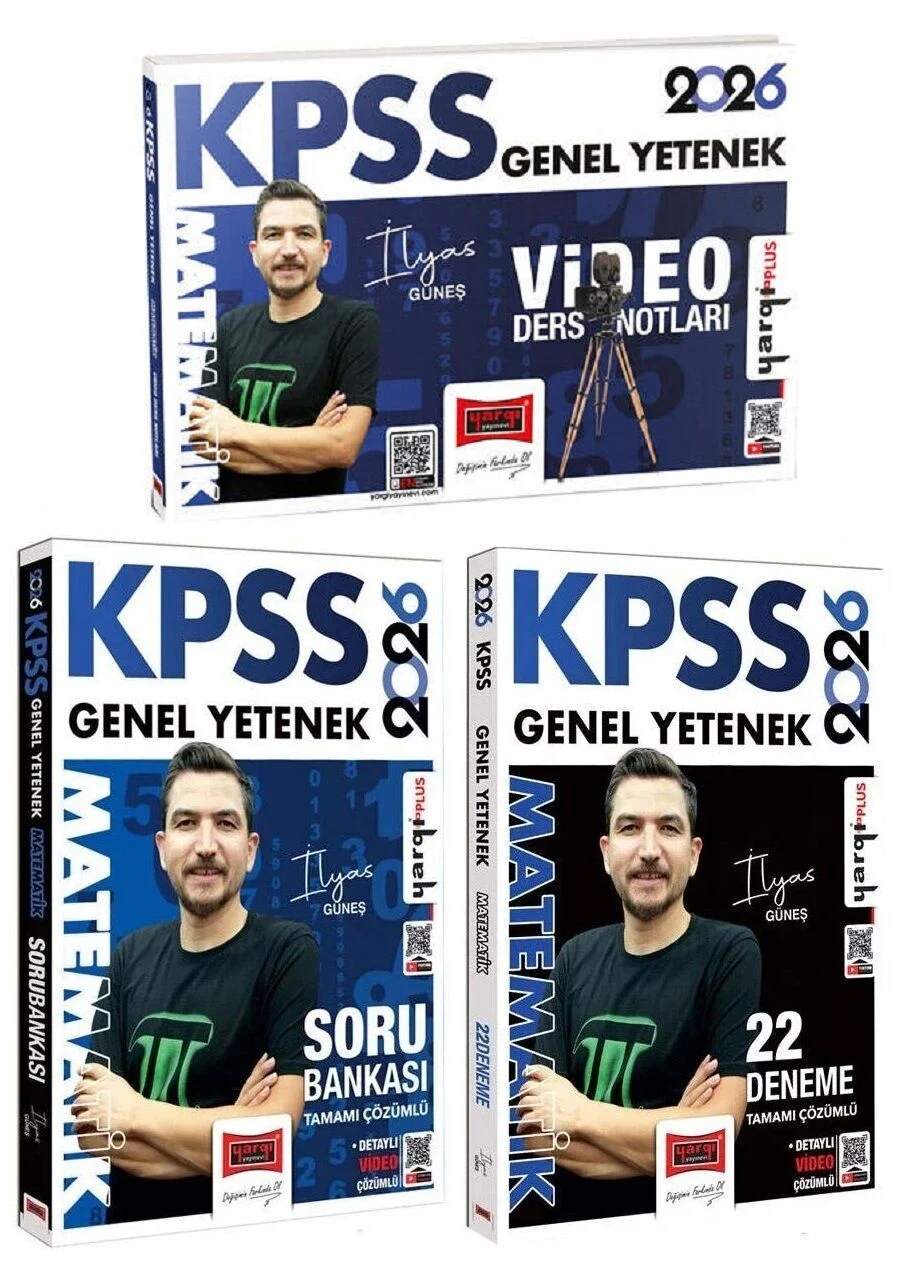 2026 KPSS Matematik Video Ders Notları + Soru Bankası + 22 Deneme 3 lü Set- İlyas Güneş Yargı Yayınları