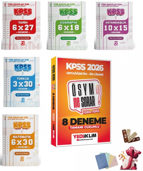 2026 KPSS Ortaöğretim Ön Lisans Tüm Dersler Deneme Seti 6 Kitap Yediiklim ve Bigelio Yayıncılık