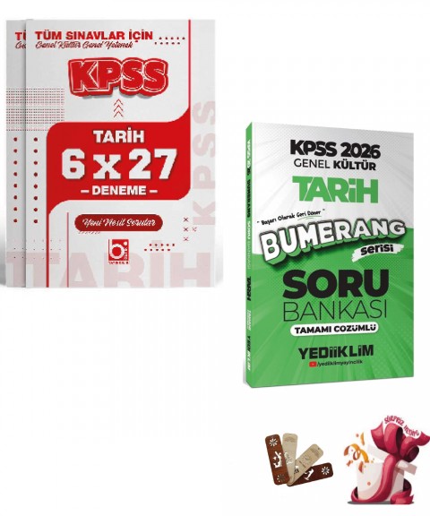 2026 KPSS Tarih Bumerang  Çözümlü Soru Bankası ve Deneme Seti Bigelio ve Yediiklim Yayınları