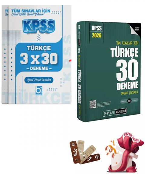 2026 KPSS Tüm Adaylar İçin Türkçe 30 + 30 Deneme Seti 2 Kitap Pegem ve Bigelio Yayıncılık
