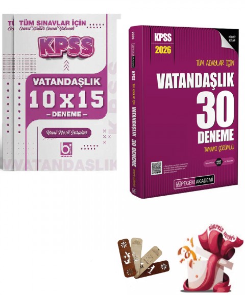 2026 KPSS Tüm Adaylar İçin Vatandaşlık 30 + 10 Deneme Seti 2 Kitap Pegem ve Bigelio Yayıncılık