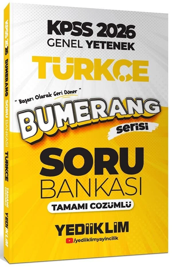 2026 KPSS Türkçe Bumerang Soru Bankası Çözümlü Yediiklim Yayınları