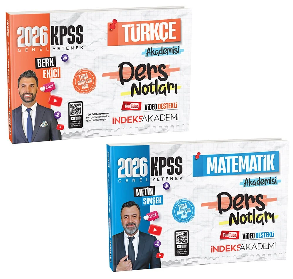2026 KPSS Türkçe + Matematik Akademisi Video Ders Notları 2 li Set İndeks Akademi Yayıncılık