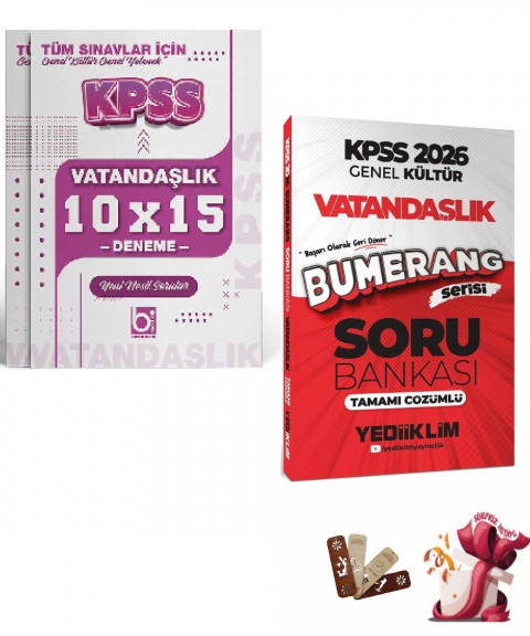 2026 KPSS Vatandaşlık Bumerang Çözümlü Soru Bankası ve Deneme Seti Yediiklim ve Bigelio Yayıncılık