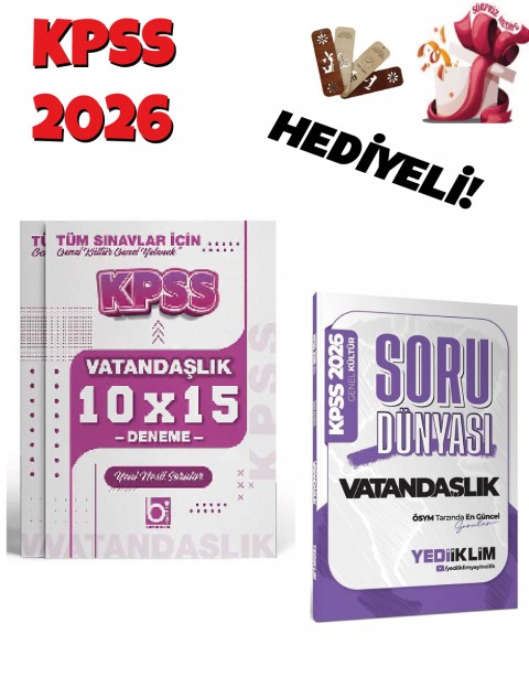 2026 KPSS Vatandaşlık Soru Dünyası ve Deneme Seti 2 Kitap Bigelio ve Yediiklim Yayınları