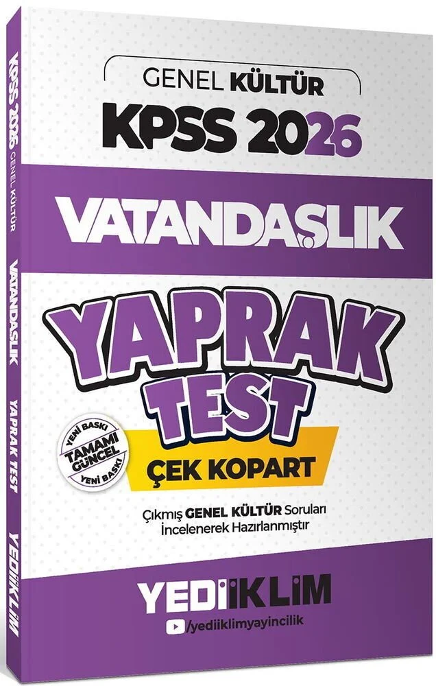 2026 KPSS Vatandaşlık Yaprak Test Yediiklim Yayınları