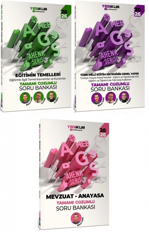 2026 MEB-AGS Eğitimin Temelleri + Türk Milli Eğitim Sisteminin Genel Yapısı + Mevzuat - Anayasa Soru Bankası 3 lü Set Ahenk Serisi Yediiklim Yayınları