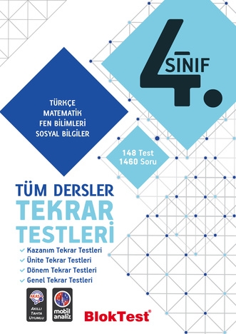 4.Sınıf Tüm Dersler Tekrar Testleri Blok Test Yayınları