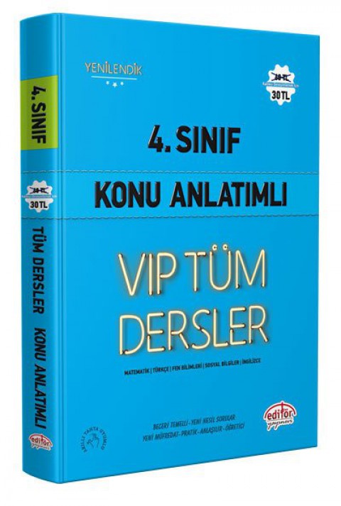 4.Sınıf Vip Tüm Dersler Konu Anlatımlı Mavi Kitap Editör Yayınları