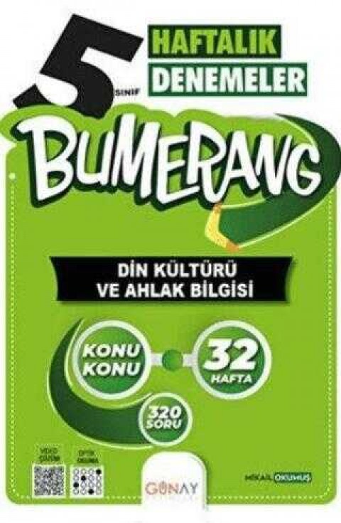 5. Sınıf Bumerang 32 Haftalık Din Kültürü ve Ahlak Bilgisi Denemeleri Günay Yayınları 5. Sınıf Bumerang 32 Haftalık Din Kültürü ve Ahlak Bilgisi Denemeleri Günay Yayınları
