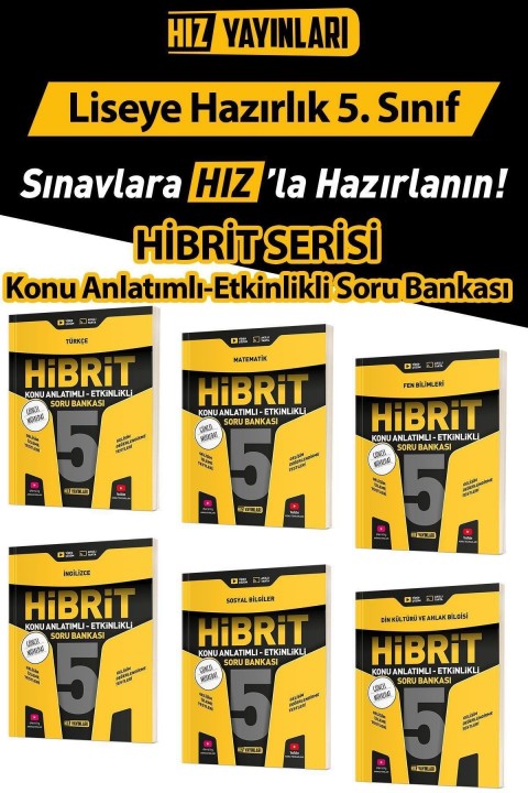 5. Sınıf Hibrit Konu Anlatımlı Etkinlikli Soru Bankası Seti 6 Kitap Hız Yayınları