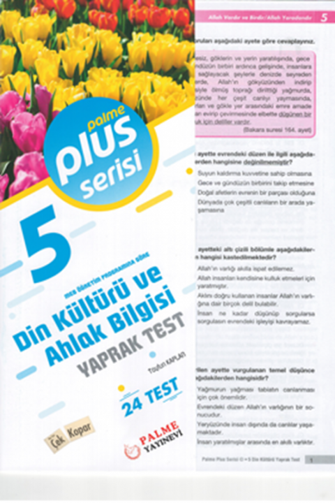 5. Sınıf Plus Serısı Din Kültürü ve Ahlak Bilgisi Yaprak Test Palme Yayınları