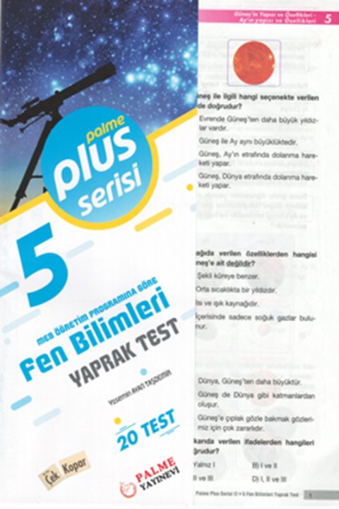 5. Sınıf Plus Serisi Fen Bilimleri Yaprak Test Palme Yayınları