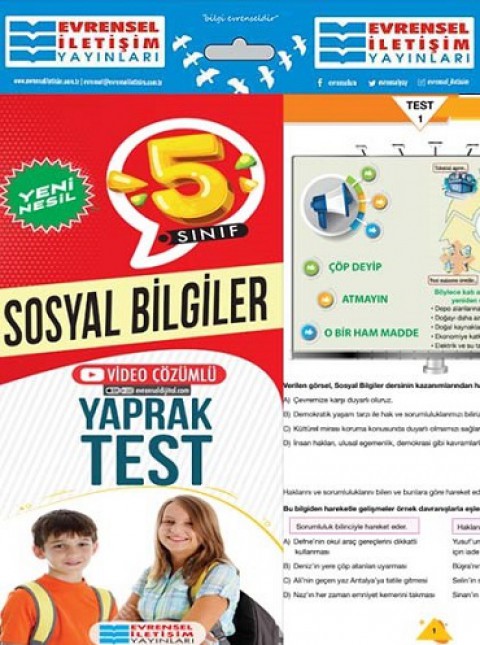 5. Sınıf Sosyal Bilgiler Yeni Nesil Video Çözümlü Yaprak Test Evrensel İletişim Yayınları