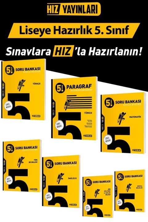5.Sınıf Tüm Dersler Soru Bankası Seti Güncel Baskı 7 Kitap Hız Yayınları
