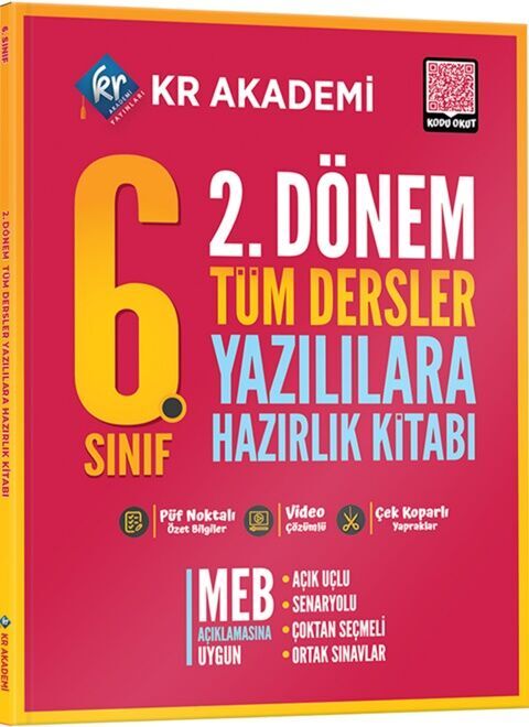 6. Sınıf 2. Dönem Tüm Dersler Yazılılara Hazırlık Kitabı KR Akademi Yayınları