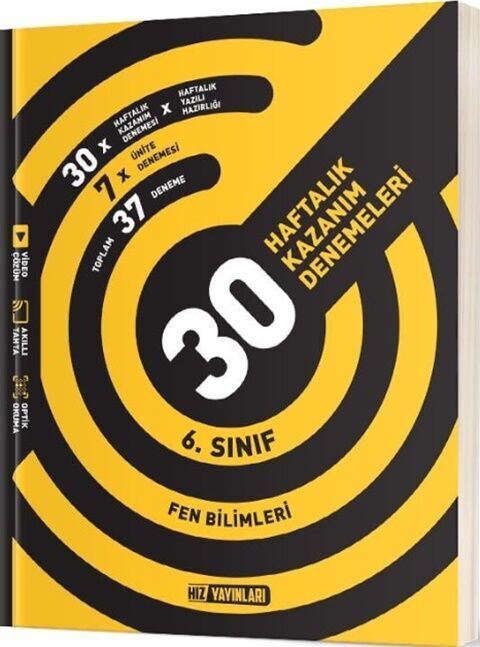 6. Sınıf Fen Bilimleri 30 Haftalık Kazanım Denemeleri Hız Yayınları