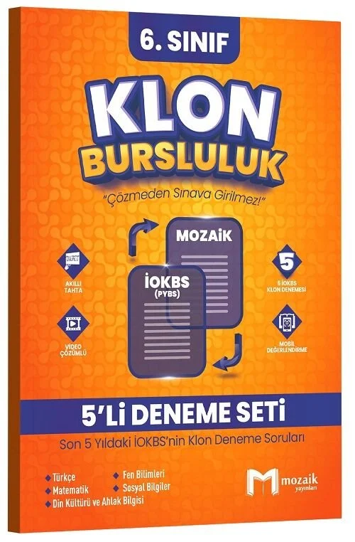 6. Sınıf Klon Bursluluk 5 li Deneme Seti Çözümlü Mozaik Yayınları