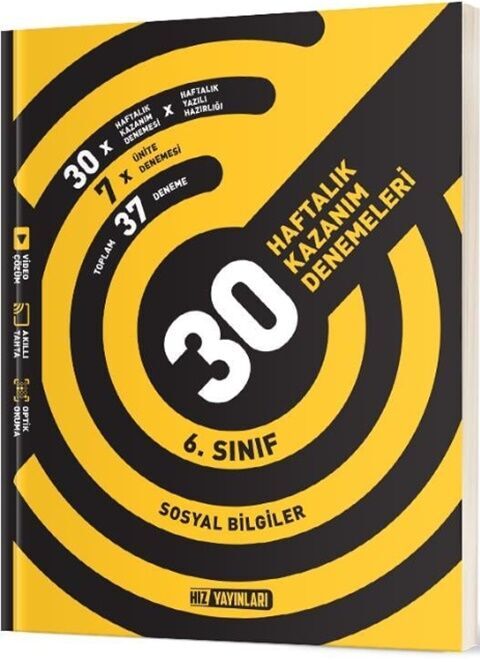 6. Sınıf Sosyal Bilgiler 30 Haftalık Kazanım Denemeleri Hız Yayınları