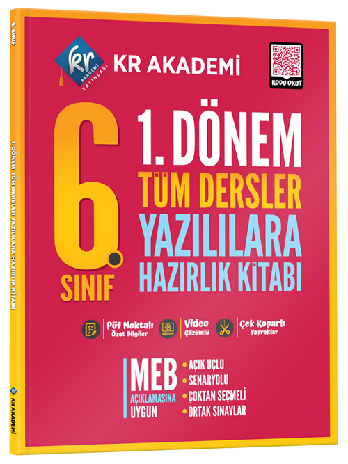 6. Sınıf 1. Dönem Tüm Dersler Yazılılara Hazırlık Kitabı KR Akademi Yayınları