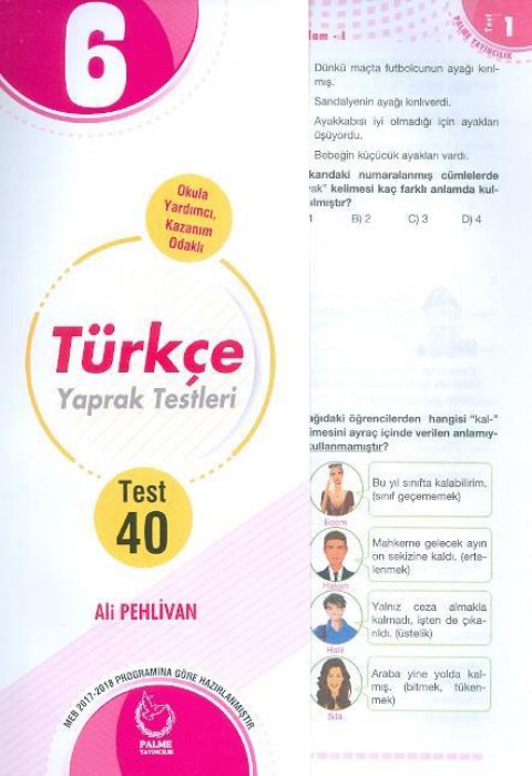 6. Sınıf Türkçe Yaprak Testleri Palme Yayınları
