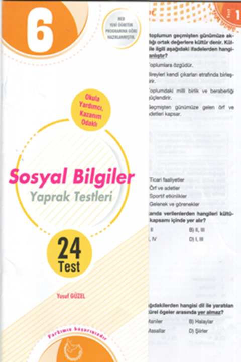 6.Sınıf Sosyal Bilgiler Yaprak Testleri Palme Yayınları