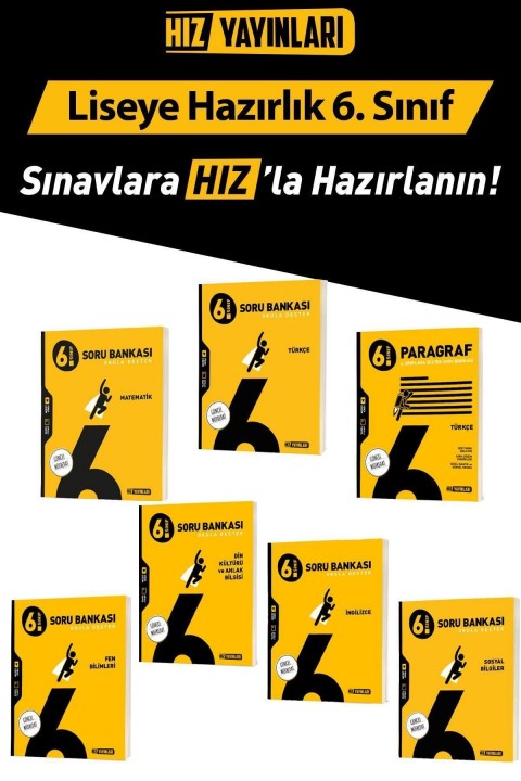 6.Sınıf Tüm Dersler Soru Bankası Seti Güncel Baskı 7 Kitap Hız Yayınları