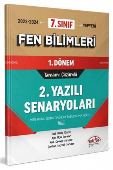 7. Sınıf Fen Bilimleri 1. Dönem Ortak Sınav 2. Yazılı Senaryoları Editör Yayınları